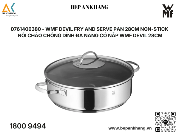 0761406380 - Nồi Chảo Chống Dính Đa Năng Có Nắp WMF DEVIL 28cm